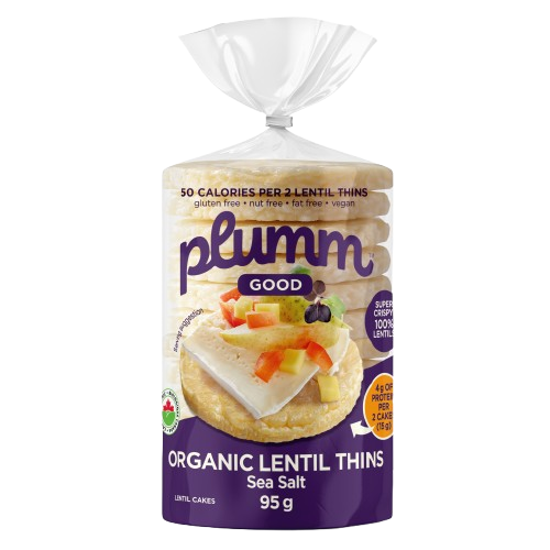 Plumm Good Organic Lentil Thins, Sea Salt, 95 g package