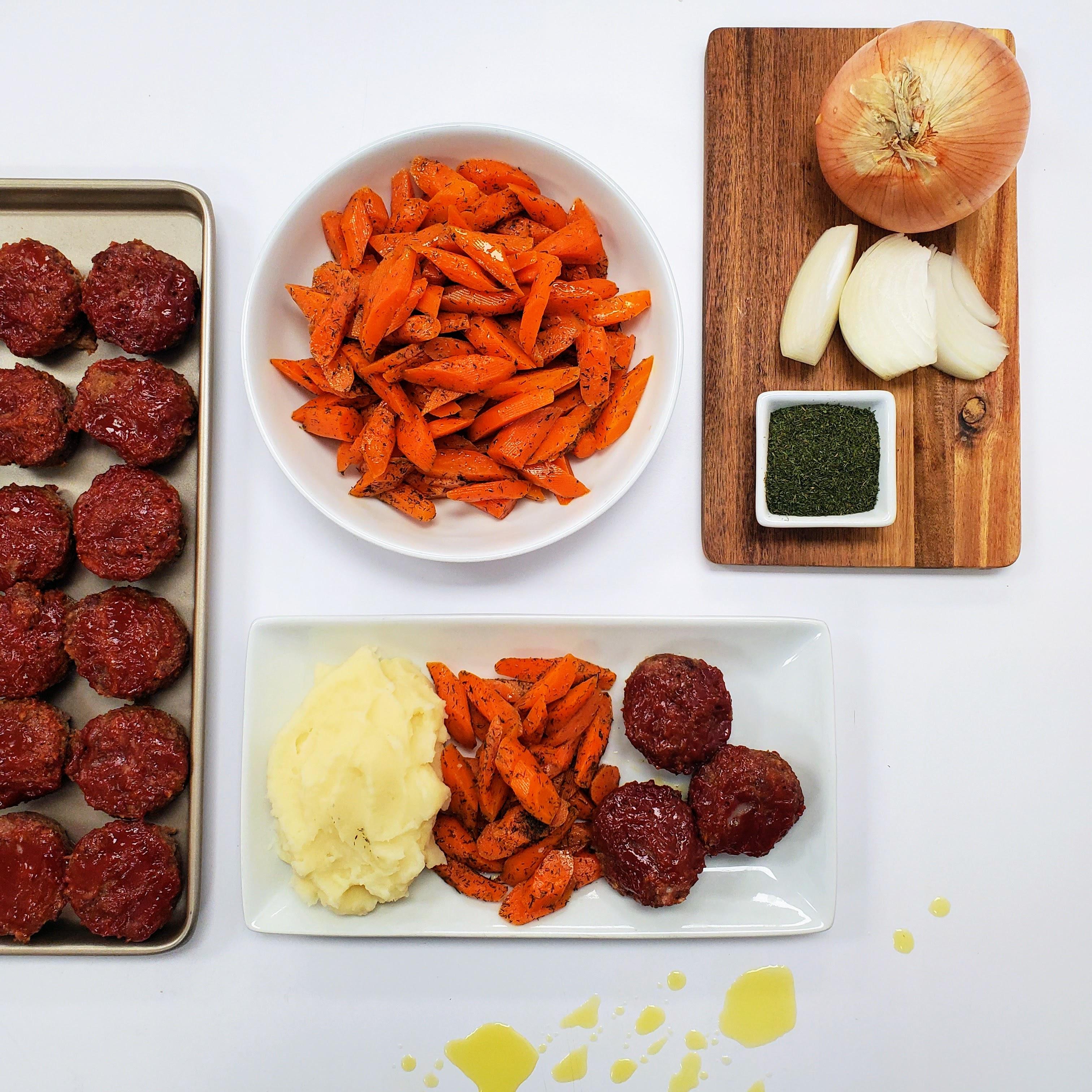 Frozen Meal, Meatloaf, Potatoes, Dill Carrots