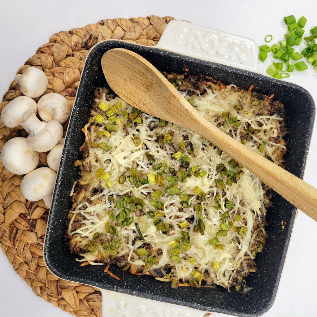 Frozen Meal, Mushroom Swiss Cheeseburger Casserole