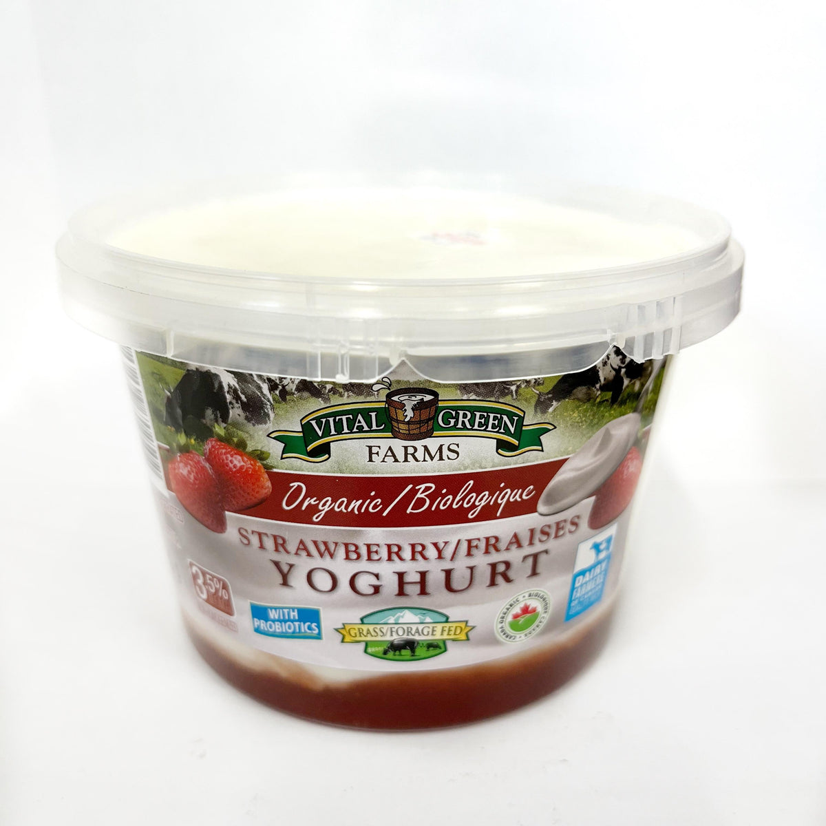 Vital Green Farms organic strawberry yogurt, 500 g tub